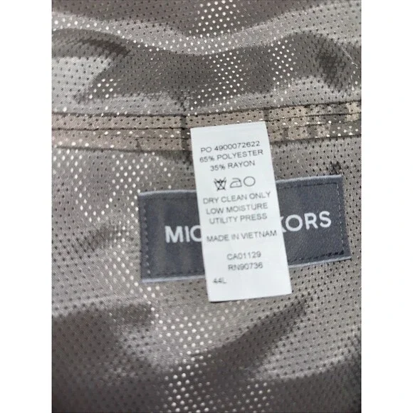 Mens 44L Michael Kors Tan Blue Houndstooth Suit Jacket Sport Coat - Picture 7 of 10